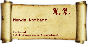 Menda Norbert névjegykártya
